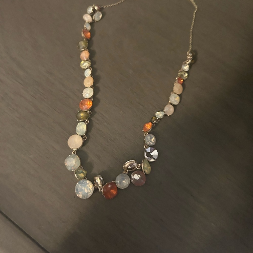 GOLD multi color stone necklace .